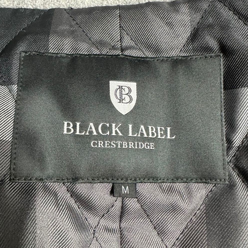 【極美品】BLACKLABEL CRESTBRIDGE ブラックレーベル クレストブリッジ ウールコート ベルト付 メンズトレンチ Pコート ダブル グレー M_画像8