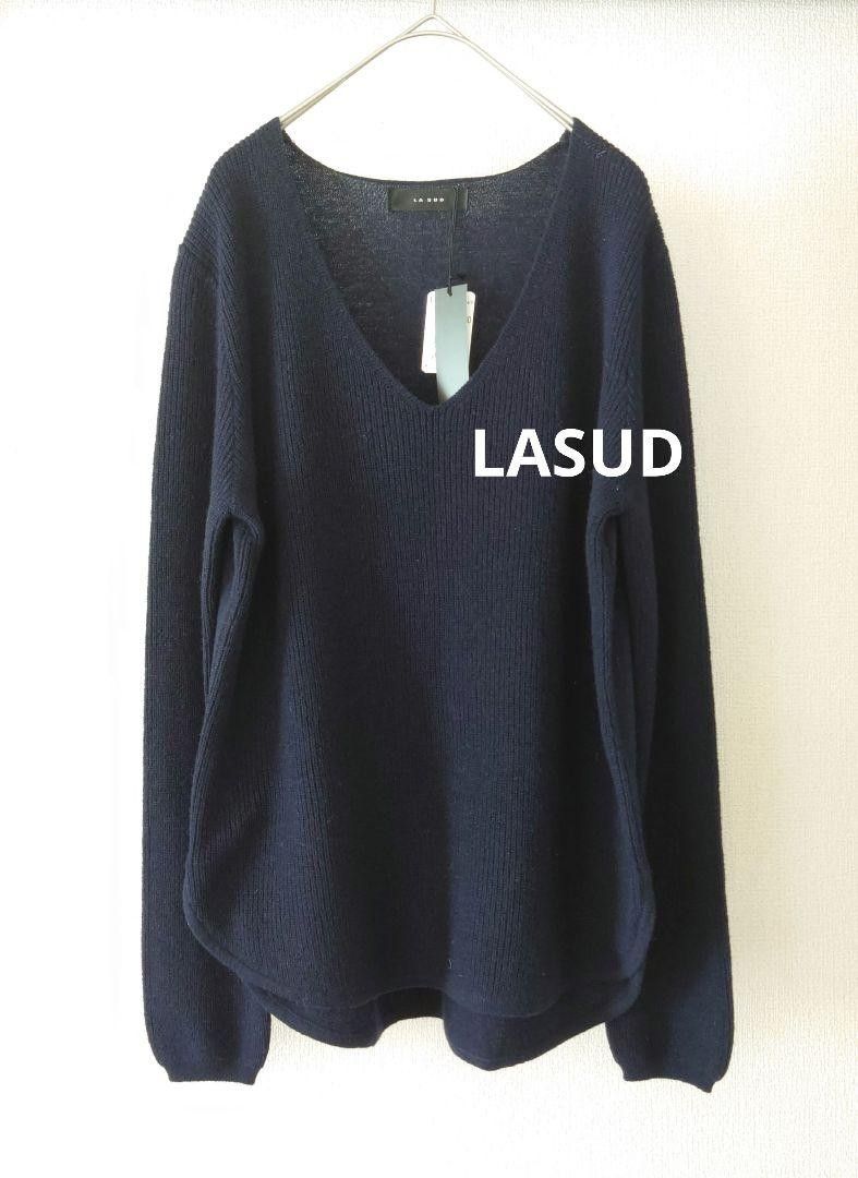 新品 LASUD 12.960円 ウールニット ネイビー