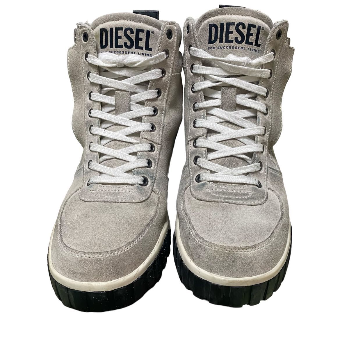 DIESELディーゼル　ハイカットスニーカー　スエード　サイドジップ　白27.0cm