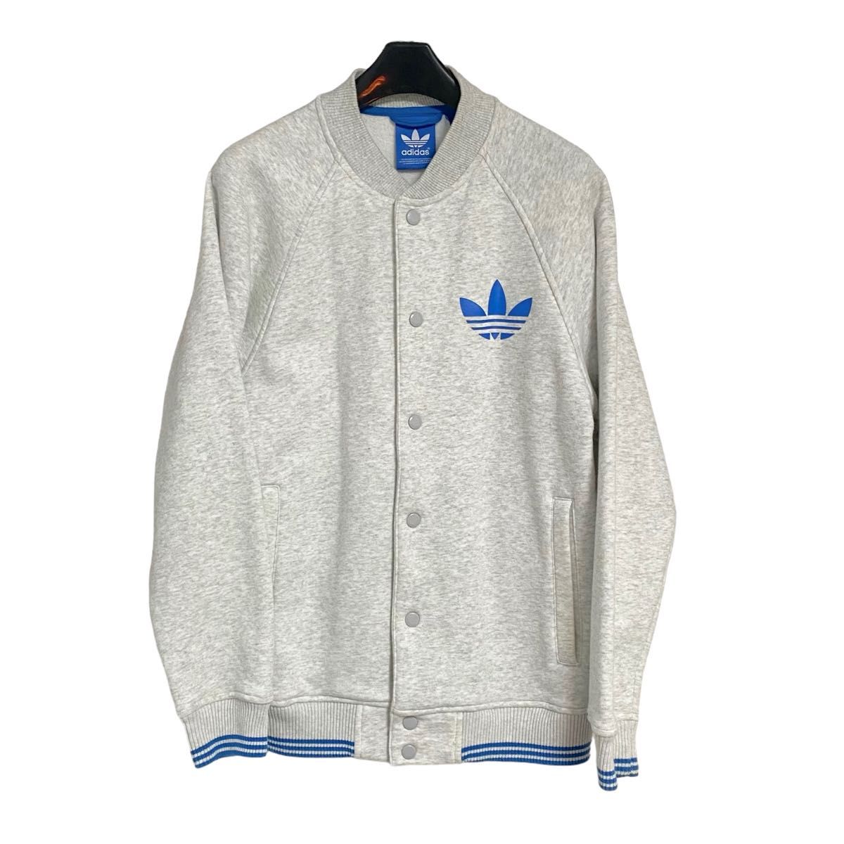 adidasアディダス トレフォイル プリントロゴ スウェット スタジャン M 裏起毛あり グレー トラックジャケット adidasアディダス トレフォイル プリントロゴ スウェット スタジャン M 裏起毛あり グレー トラックジャケット