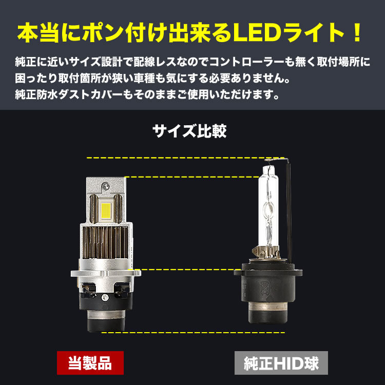 SE3P RX-8 H15.4-H25.4 ポン付け D2S D2R兼用 LEDヘッドライト 12V 車検対応 ホワイト 6000K 35W 明るさ1.5倍_画像3