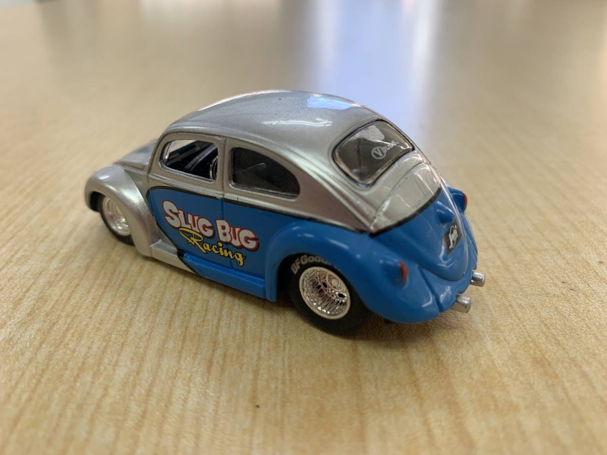 [SLUG BUG silver / blue ]1/64 Jada Toys DUB CITY VW BEETLE Volkswagen air cooling BUG Type1 OLD SKOOL large diameter wheel loose 