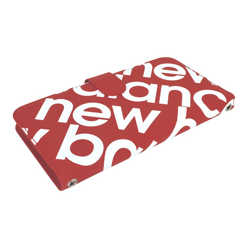 【送料無料】New Balance スマートフォン マルチ 手帳 ケース red スマホ カバー (ニューバランス スタンプロゴ レッド)