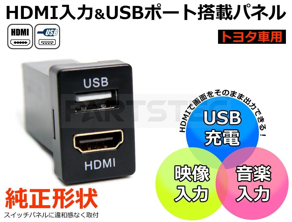 トヨタ ダイハツ スズキ Aタイプ HDMI USB ポート スイッチ ホール パネル スマホ ナビ 充電器 JB64 ジムニー MK53 スペーシア /134-52N_画像1