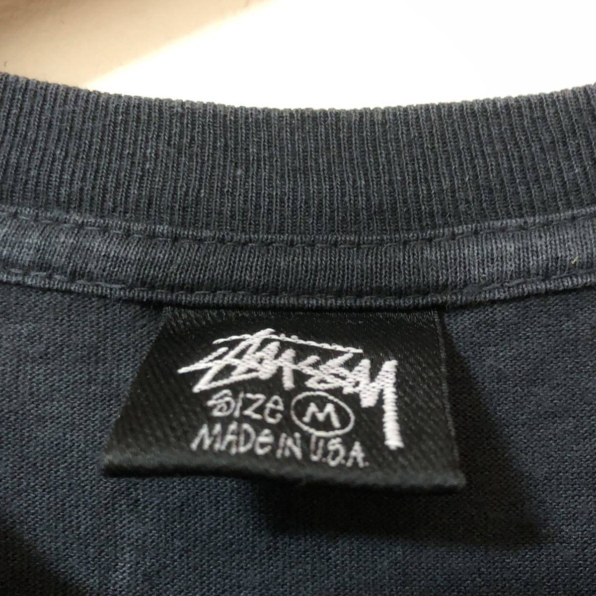 stussy ステューシー Tシャツ ヴィンテージ ブラック 黒 タグ MADE IN USA 古着 サーフマン 80s サーフボード ジャック _画像3