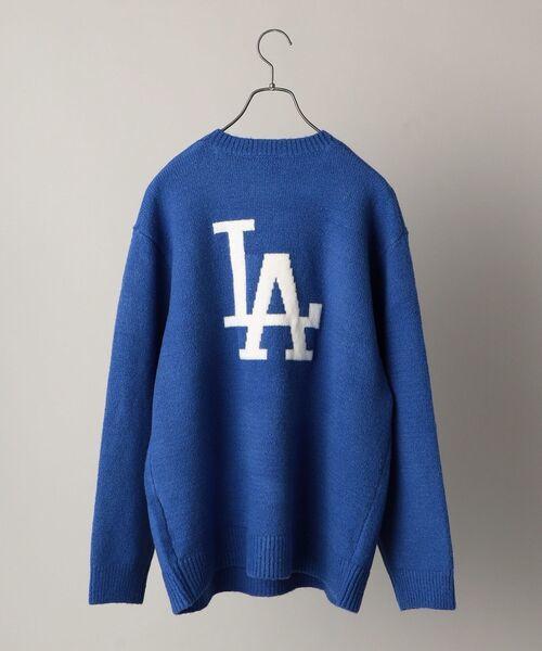 M/SHIPSシップス/WEB限定/ROOTSルーツ×MLBメジャーリーグ別注/バックロゴ/ニット/LA/ロサンゼルスドジャース/LOS ANGELS DOGERS/ブルー