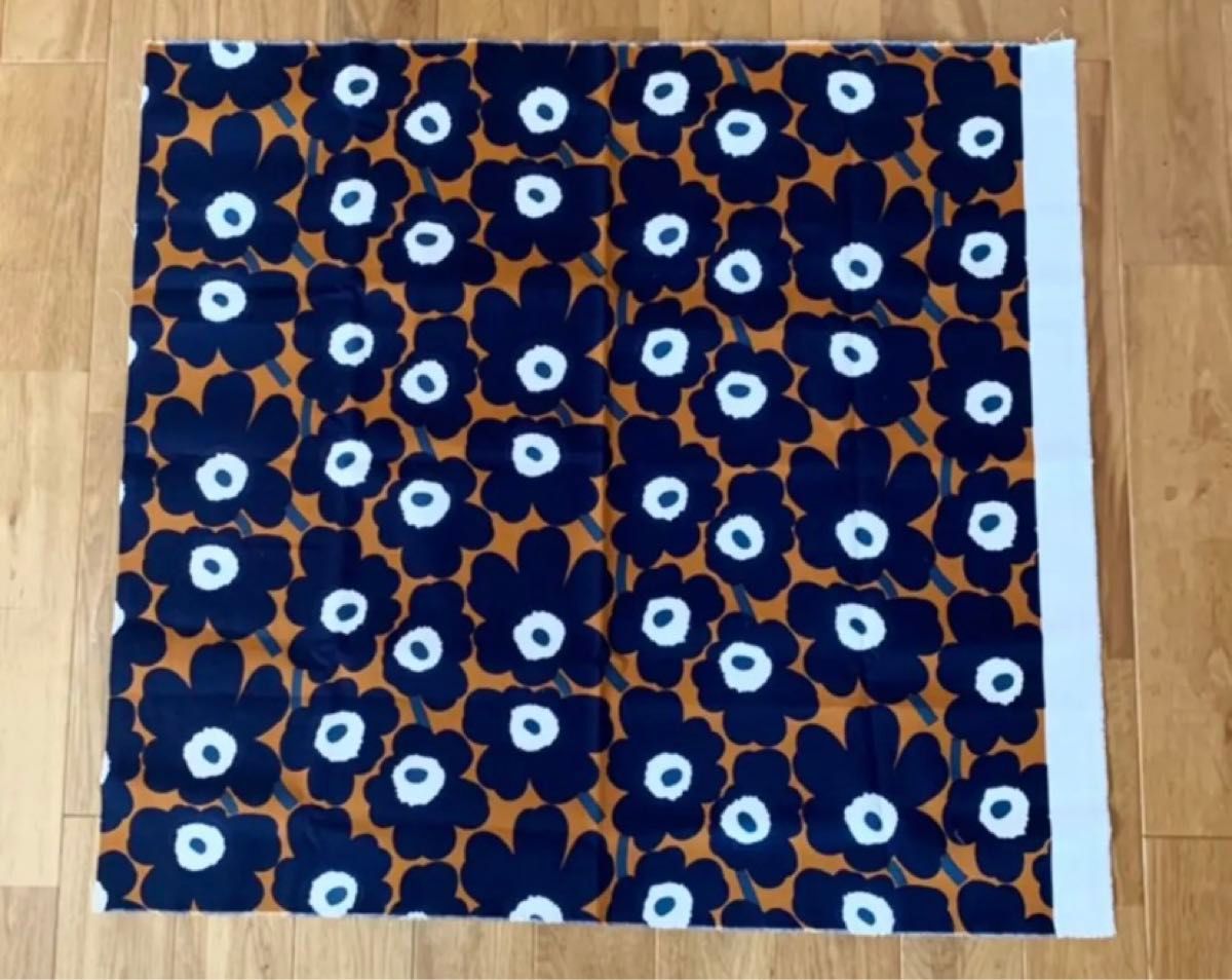 レア★新品 marimekko はぎれ　生地　ミニウニッコ　ブラウン　ネイビー　25×75 mini unikko マリメッコ