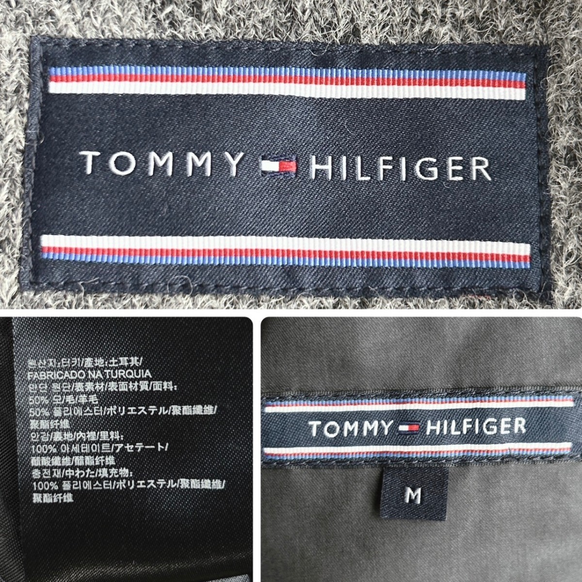 極美品！ TOMMY HILFIGER 【大人のお洒落】トミーヒルフィガー 中綿入り ピーコート Pコート 霜降りグレー メンズ Mサイズ ジャケット_画像8