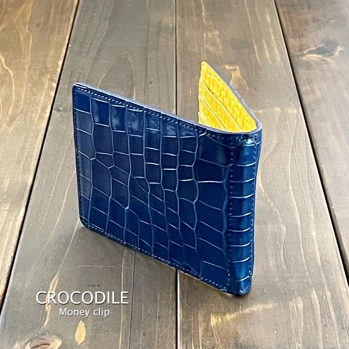 CROCODILE × ALLIGATER クロコダイル アリゲーター マネークリップ ブルー イエロー 財布 レア コラボレーション