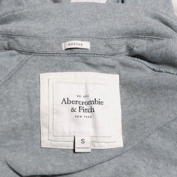 アバクロンビー＆フィッチ Abercrombie&Fitch ハイネック ヘンリーネック プルオーバー スエット パーカー リバースウィーブ グレー S 美品_画像4