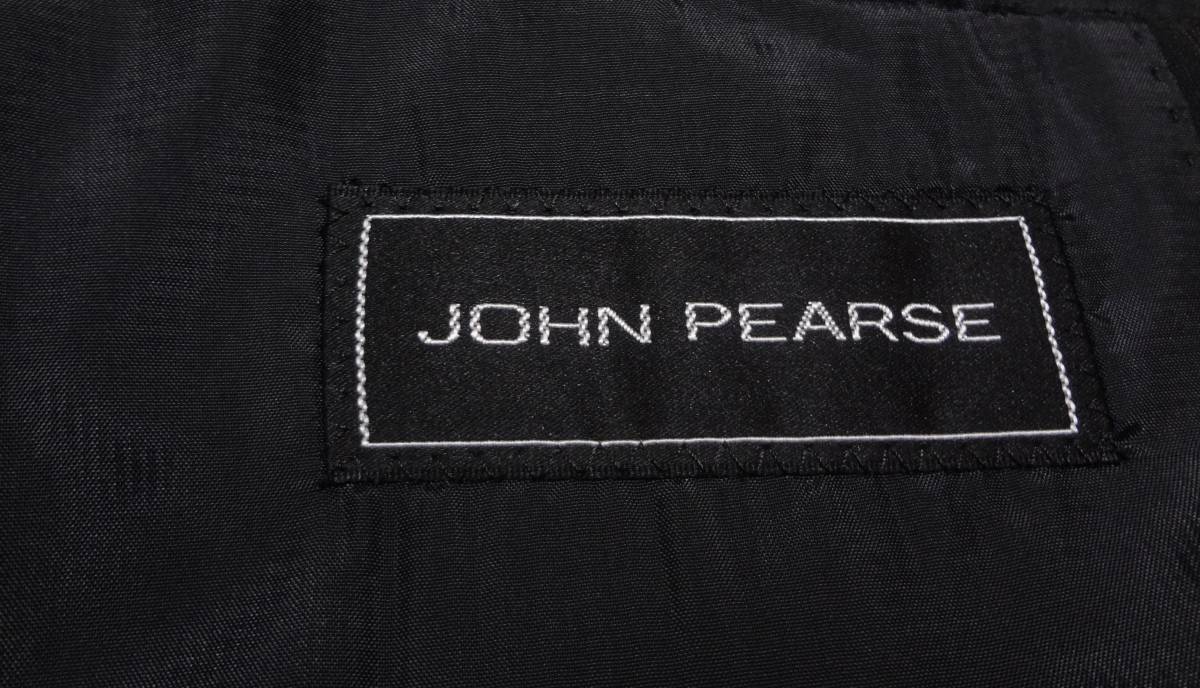 美品175cmW98cm特大サイズ★JOHN PEARSE LONDON★2Bスーツ/黒濃グレー織りストライプブラックチャコール★背抜シングル２釦★ビジネス_画像5