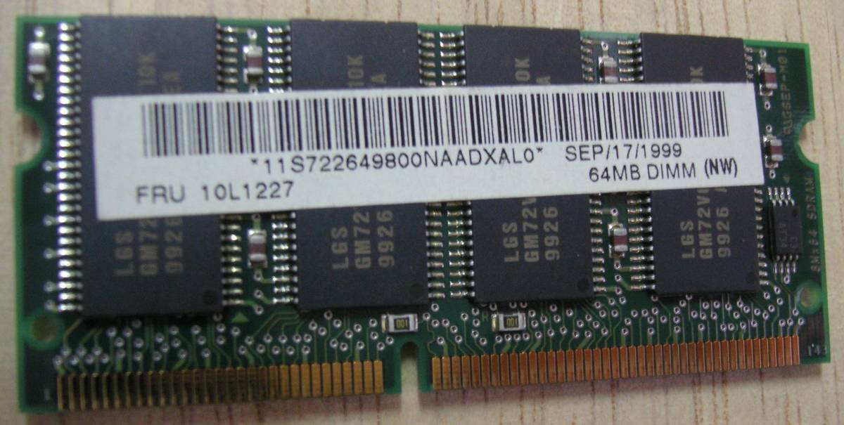  Note PC for GMM2649228CTG-10KI 9291N FRU 10L1227 64MB DIMM 2 sheets 