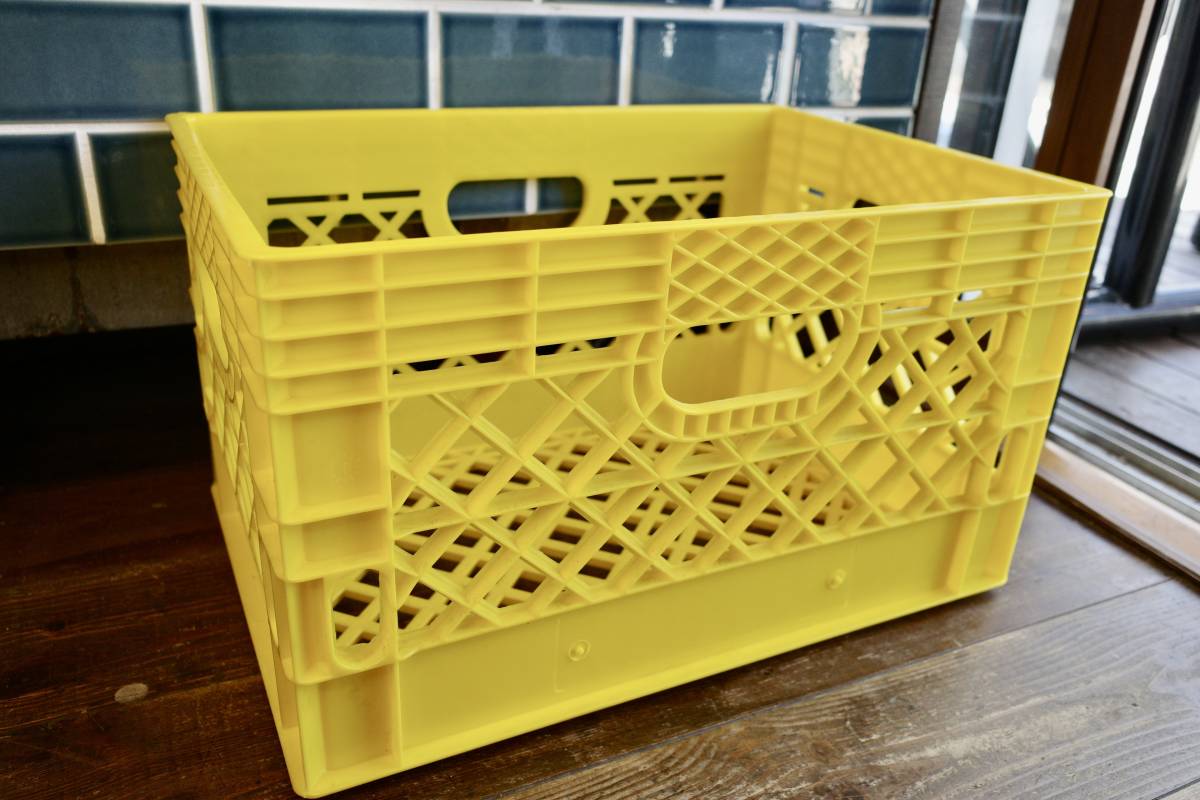 新品 MILK CRATE ミルククレート YELLOW Lサイズ ボックス 箱 収納 アメリカ製 自転車 カゴ E.T. 映画 ガーデニング キャンプ_画像1