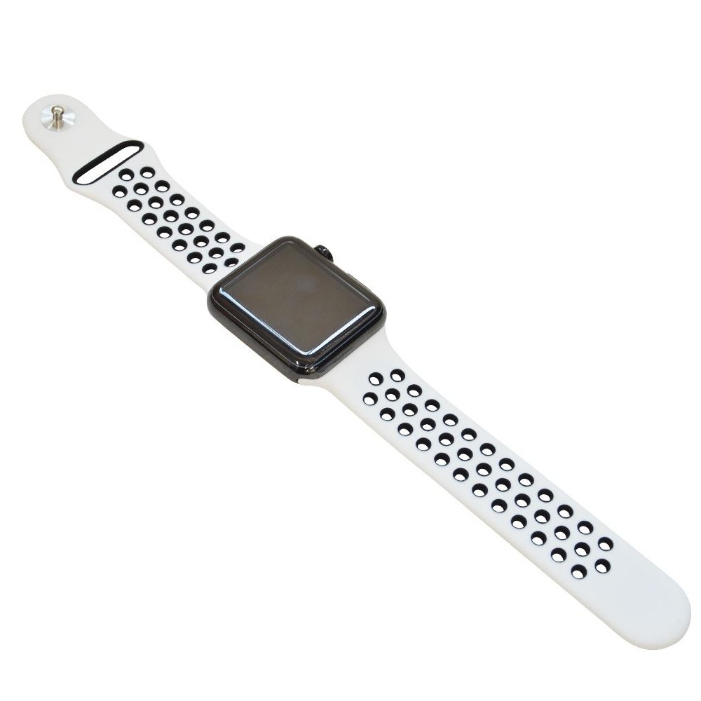 Apple Watch シリコン製スポーツバンド ベルト 38/40mm M/L ホワイトxブラック_画像5
