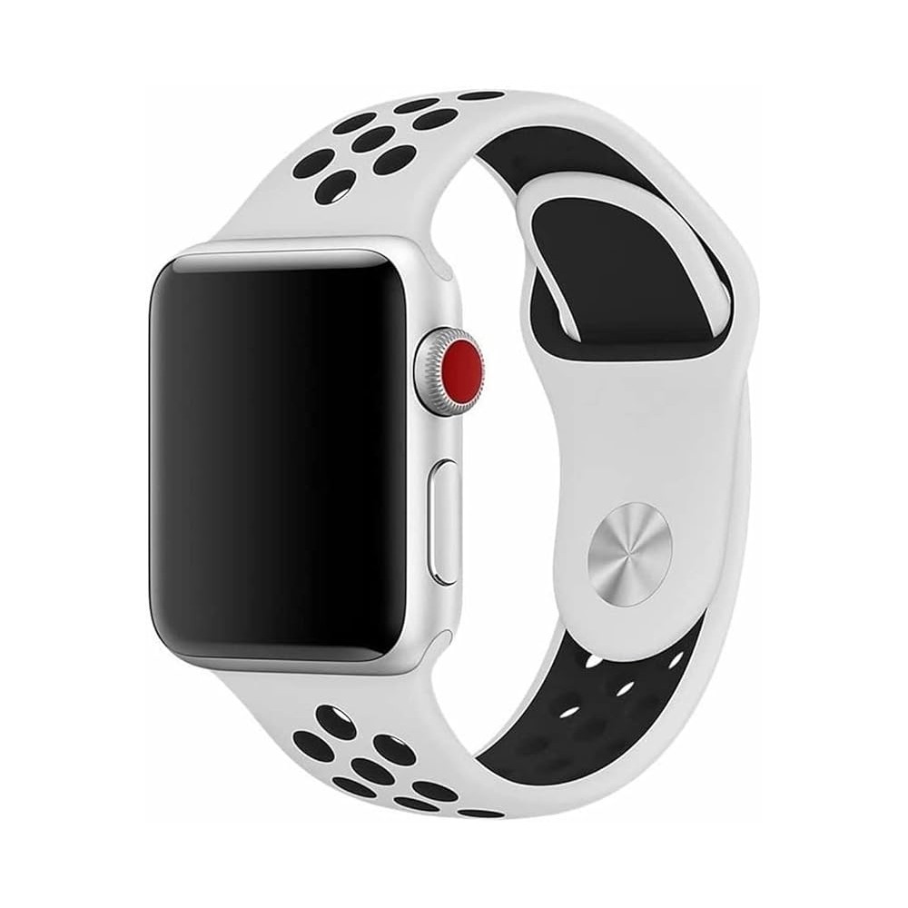 Apple Watch シリコン製スポーツバンド ベルト 38/40mm S/M ブラックxホワイト ※もう1種オマケ付の画像4