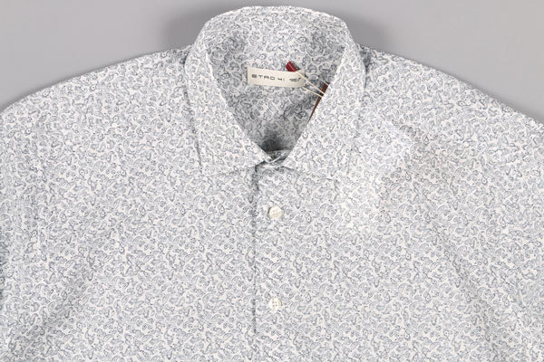 ETRO( Etro ) long sleeve shirt 12908 white x navy 43 25065 [A25066] / large size 