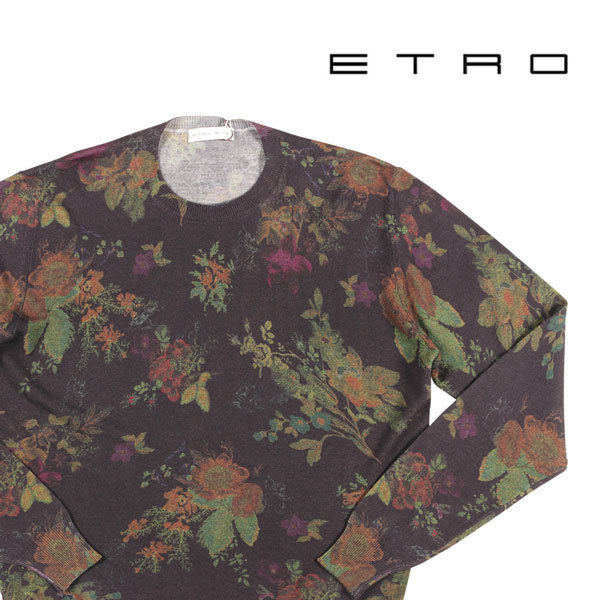 ETRO( Etro ) круглый вырез свитер 1M064 темно-коричневый x многоцветный M 24142 [W24143]