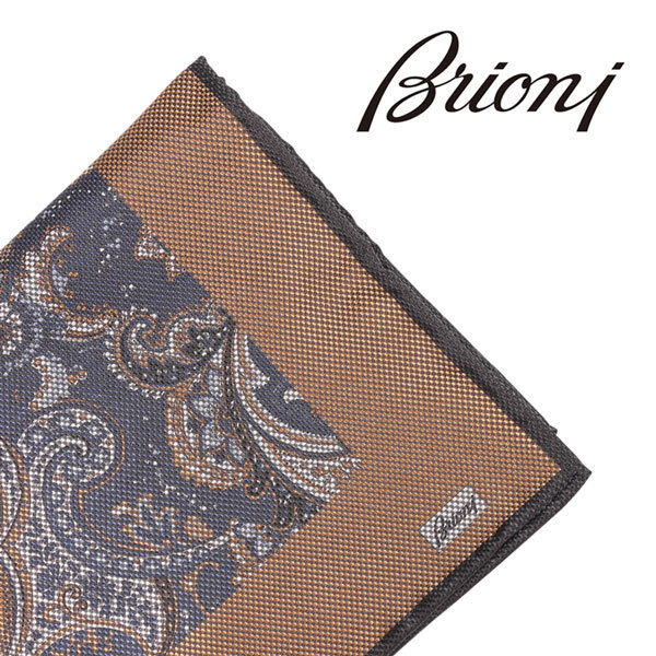 brioni（ブリオーニ） ポケットチーフ 08A900741Y イエロー x ネイビー 24066ye 【A24066】