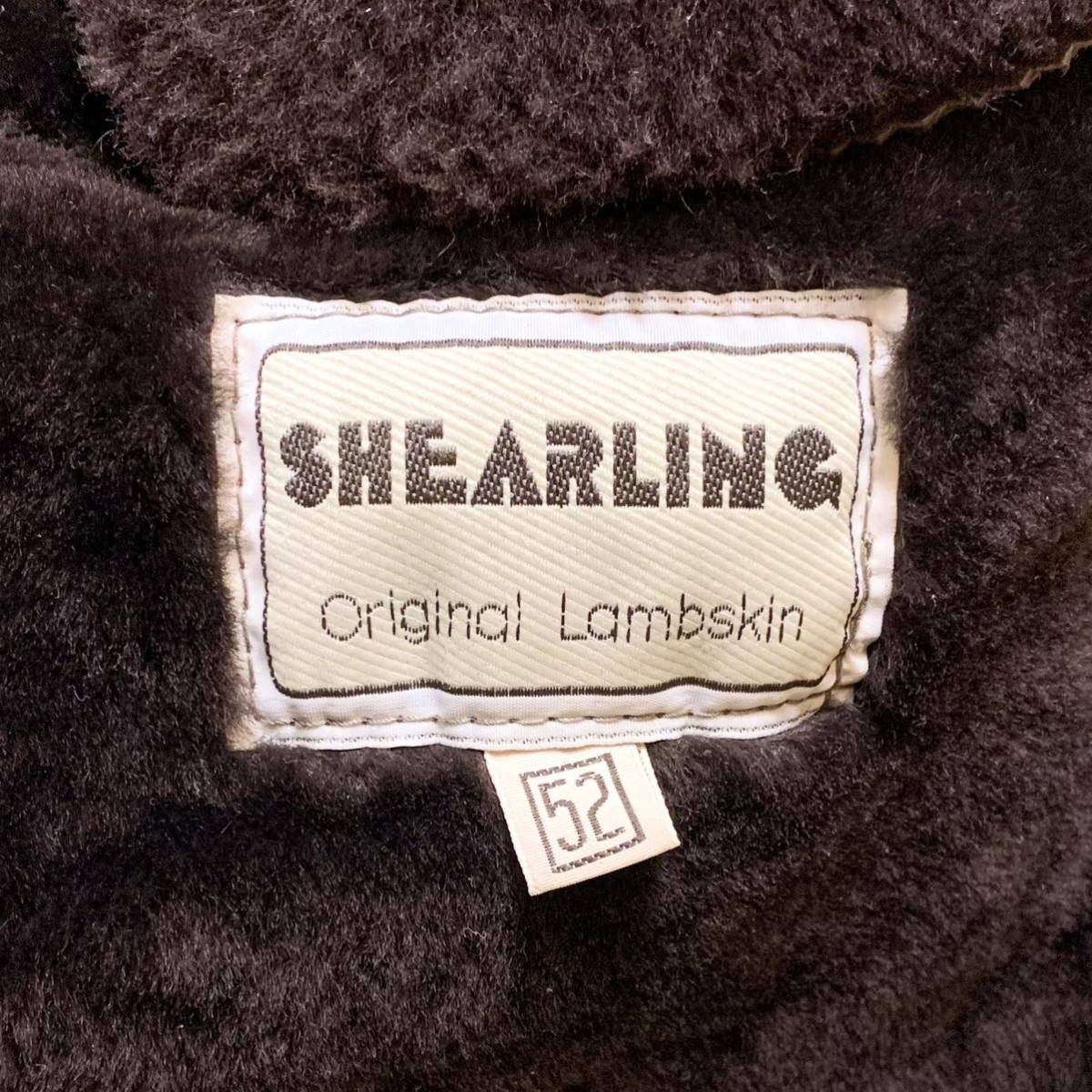 希少美品/XXL SHEARLING シャーリング リアルムートン コート ジャケット 高級ラムレザー シープスキン 羊革 ファー 毛皮 極暖 ブラウン 茶_画像9