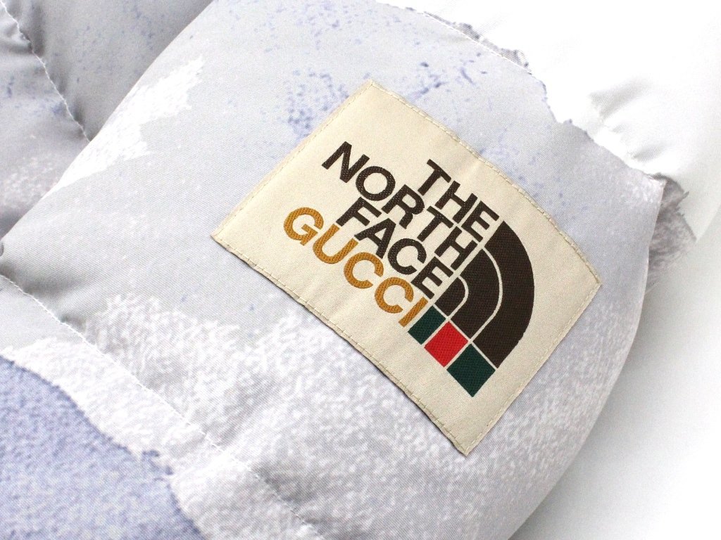 40万新品◆M◆グッチ GUCCI×THE NORTH FACEコラボ 風景ロゴプリントダウンジャケット フード着脱可 1円_画像8