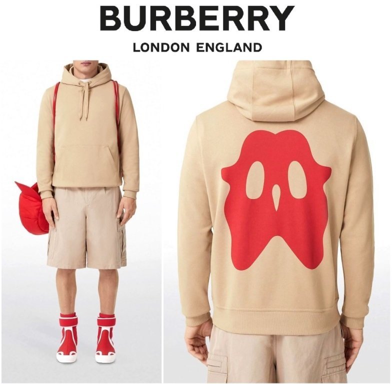 14万新品◆XXL◆BURBERRYバーバリー◆ベージュ モンスタープリントスウェットパーカー1円_画像1