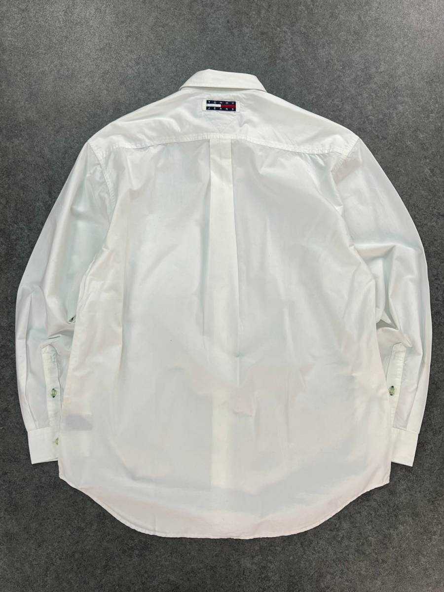 Wl438 新品 未使用 正規品 TOMMY JEANS トミーヒルフィガー 長袖 ポケット シャツ ワイシャツ 刺繍 白 ホワイト タグ付き メンズ _画像3