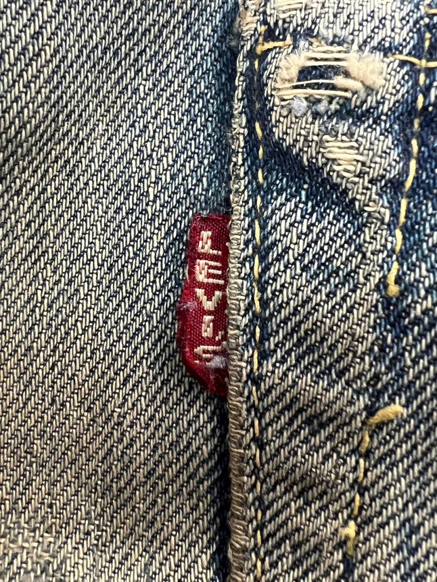 Wl583 60's Levi's リーバイス 501 E ダブルネーム 刻印E ビッグE vintage ダメージ セルビッチ ジーンズ 赤耳 グランジ 襤褸 ボタンフライ_画像10