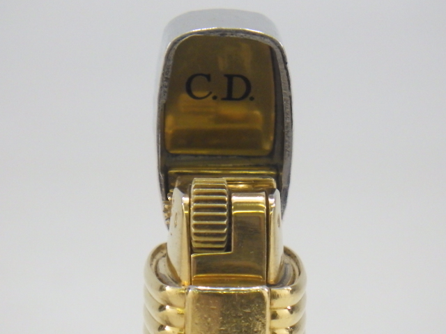 h4A009Z30 Christian Dior クリスチャンディオール ライター CDロゴ 総柄 シルバー×ゴールドカラー 着火未確認_画像8