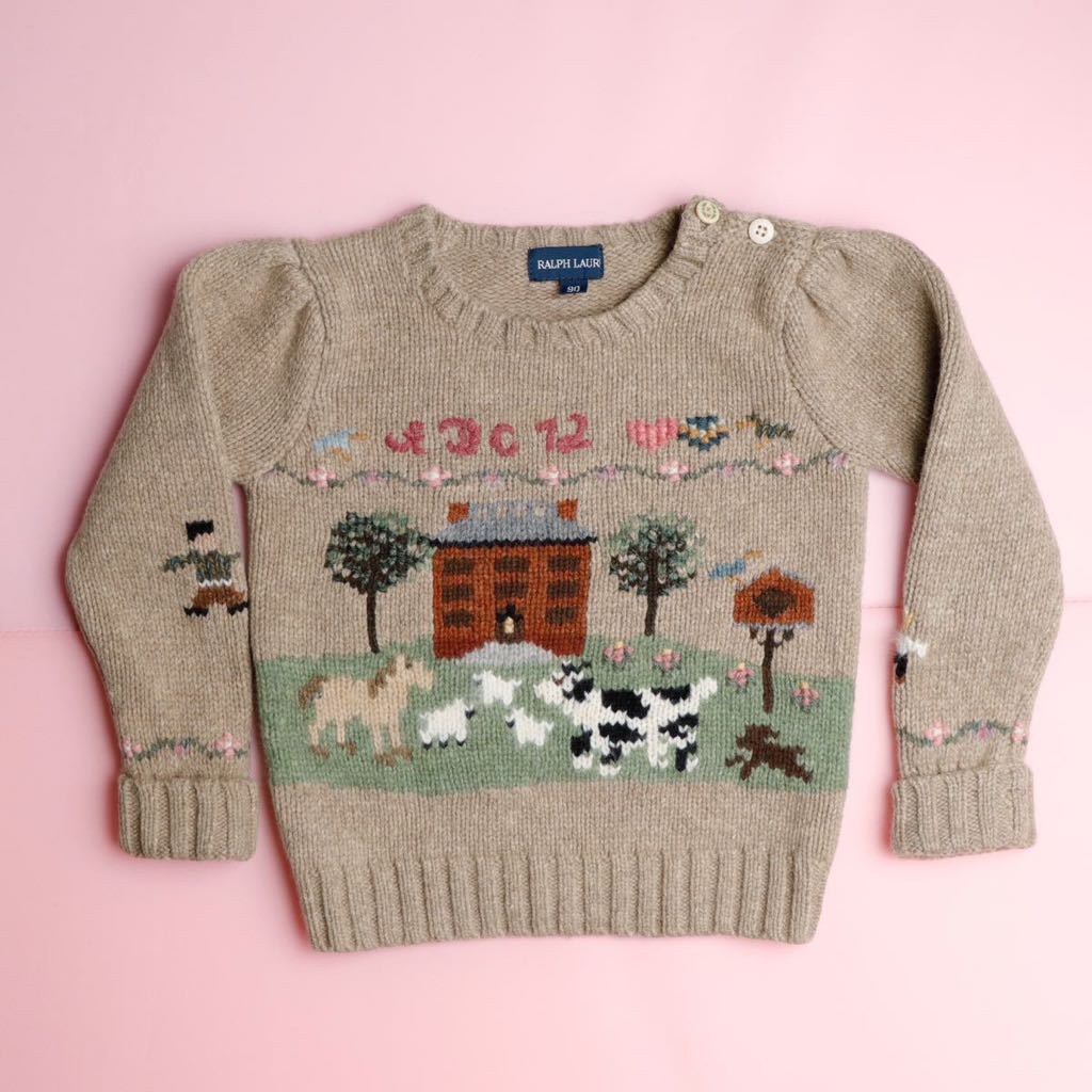 良好】RALPH LAUREN ラルフローレン 動物 人柄 ニットセーター 良好】RALPH LAUREN ラルフローレン 動物 人柄 ニットセーター