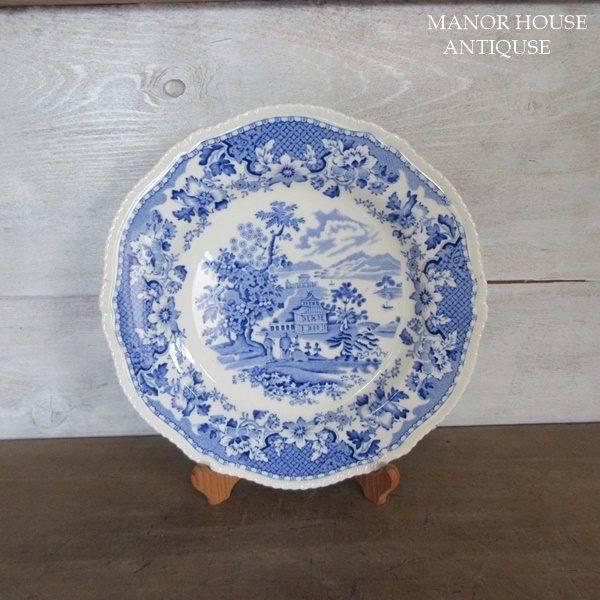 イギリス製 Wood & Son ディナープレート Seaforth お皿 ブルーアンドホワイト 1891～1907年 アンティーク 英国 plate 1332sc_画像2