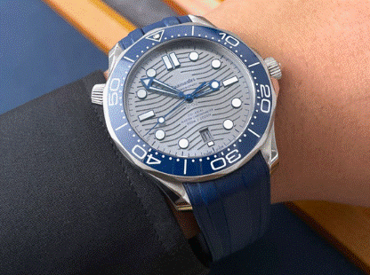 腕時計用 ラバーベルト ブルー 20mm シルバーバックル オメガ シーマスター ダイバー 互換 防水の画像3