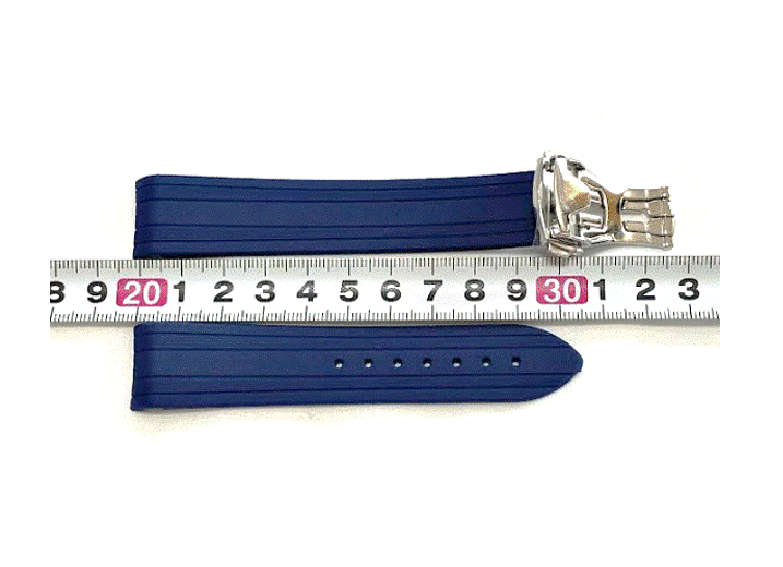 腕時計用 ラバーベルト ブルー 20mm シルバーバックル オメガ シーマスター ダイバー 互換 防水の画像9