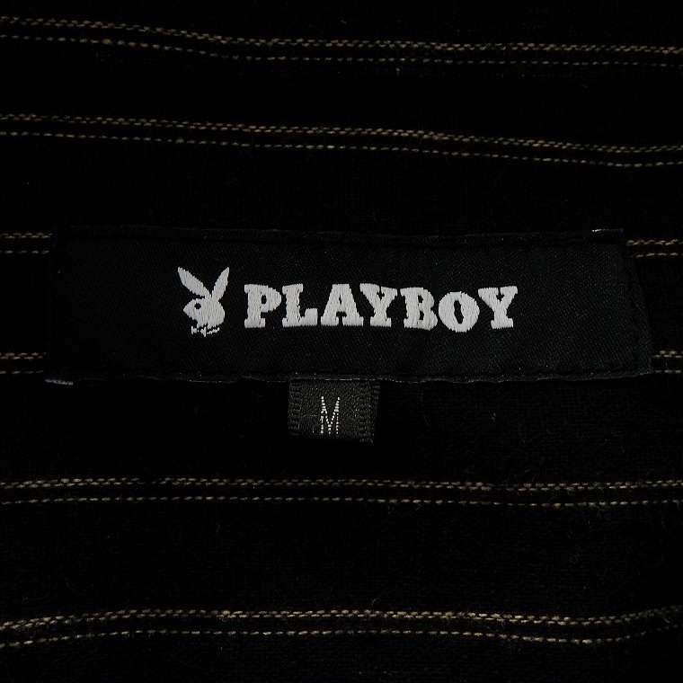 新品 プレイボーイ 23年秋冬 起毛 ビエラ ストライプ シャツ M 【33042_99】 PLAYBOY メンズ 長袖 フランネル ネルシャツ ボタンダウン_画像10