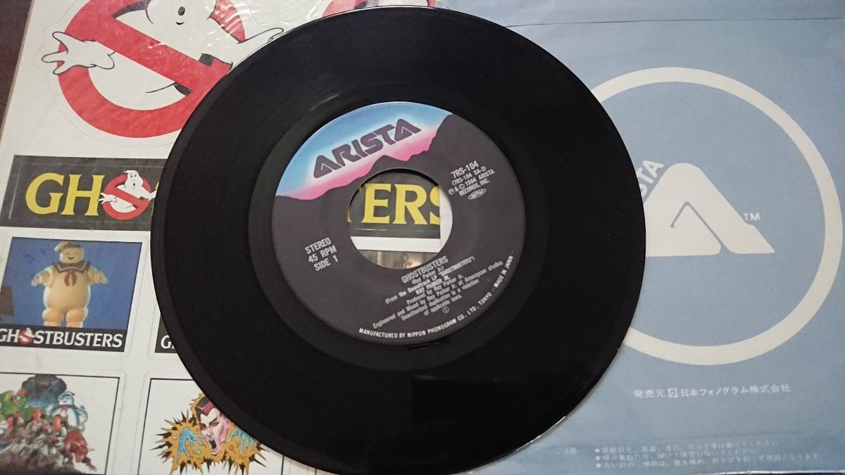 当時物 ゴーストバスターズ レイパーカージュニア レコード&ステッカー RAY PARKER JR JAPANversion日本版