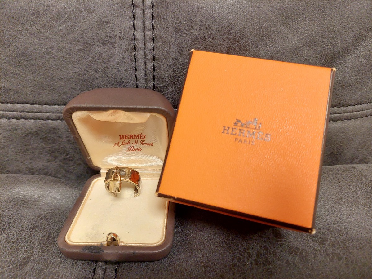 イギリス　ニューボンドストリート店にて購入　エルメス指輪　　BAGUE KELLY OR JAUNE ARGENT ゴールドシルバー　1900年代物