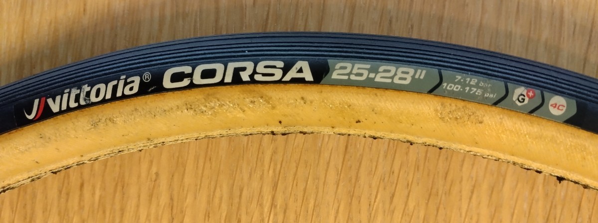 ヴィットリア Vittoria CORSA G＋ チューブラータイヤ 25-28 ブラック（スキンサイド）実測 273g_画像1