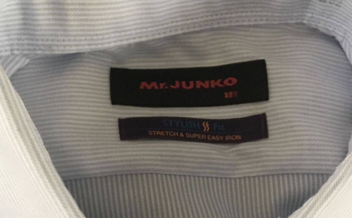 一度のみ使用★Mr.JUNKO★可愛いストライプ（青×白）★ボタンダウンシャツ ★M-82の画像4