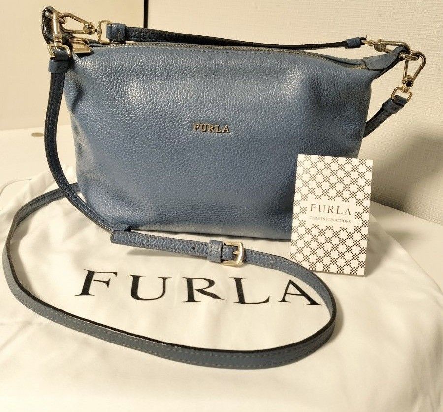 FURLA　フルラ　SOPHIE　ソフィー　2wayショルダーバッグ　ハンドバッグ　レザー　ブルーグレー　くすみブルー　青