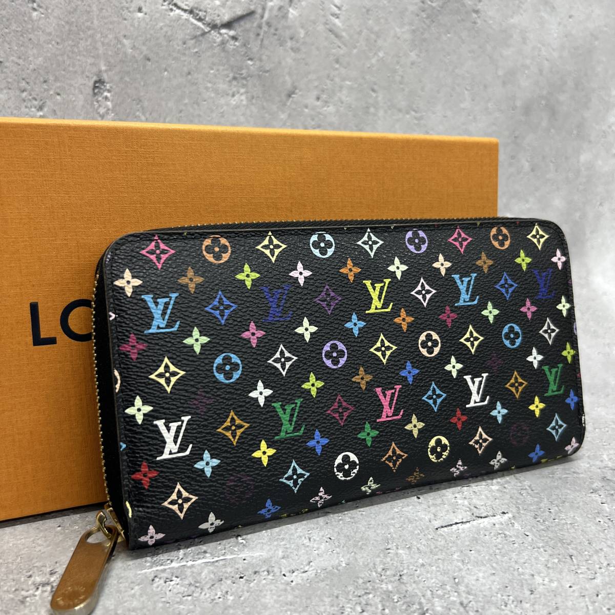 【鑑定済/美品】LOUIS VUITTON ルイヴィトン モノグラムマルチカラー ジッピーウォレット ラウンド 長財布 ノワール グルナード ブラック_画像1