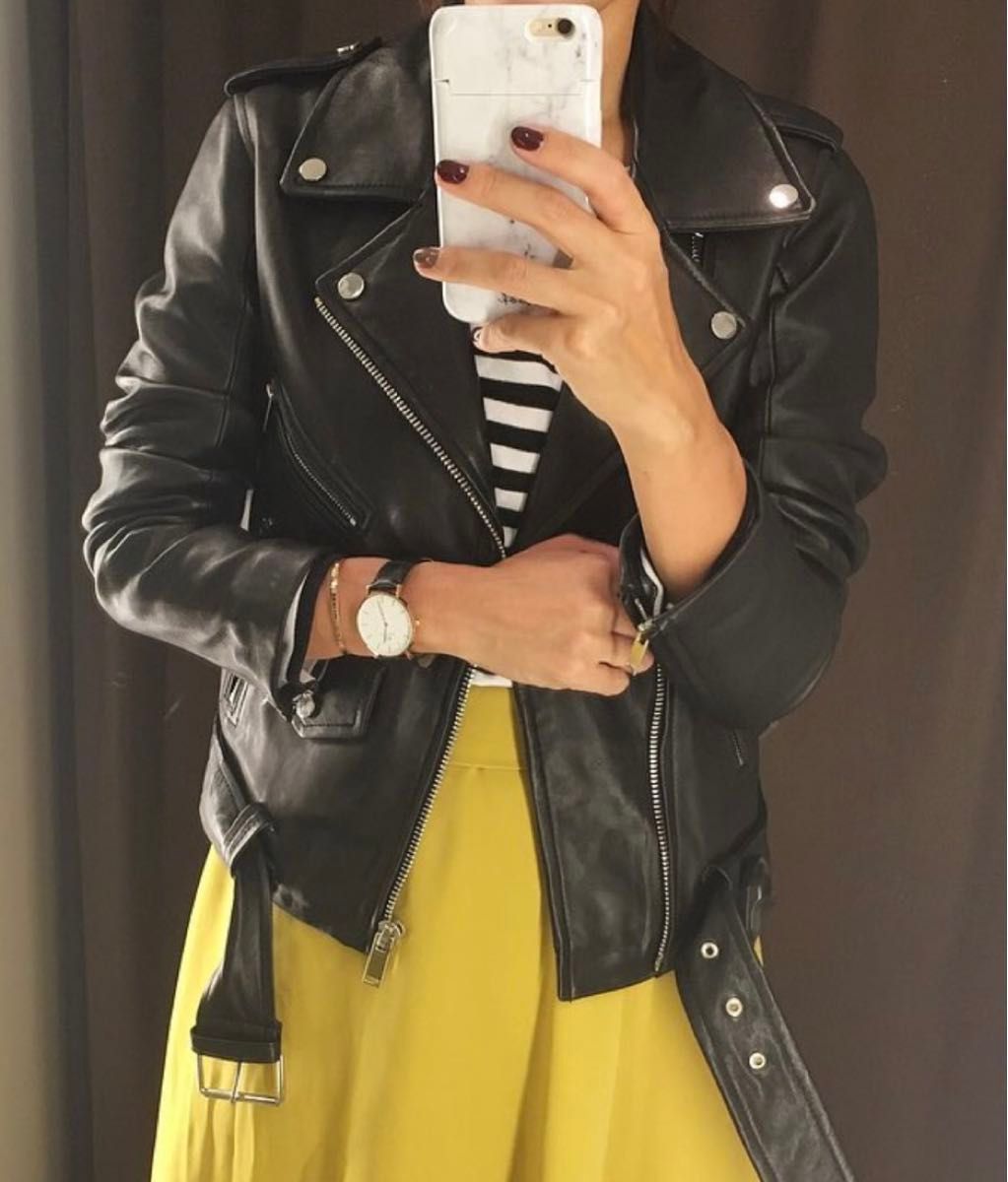 ZARA ザラ ベーシックレザージャケット ライダースブルゾン 黒 S ZARA ザラ ベーシックレザージャケット ライダースブルゾン 黒 S