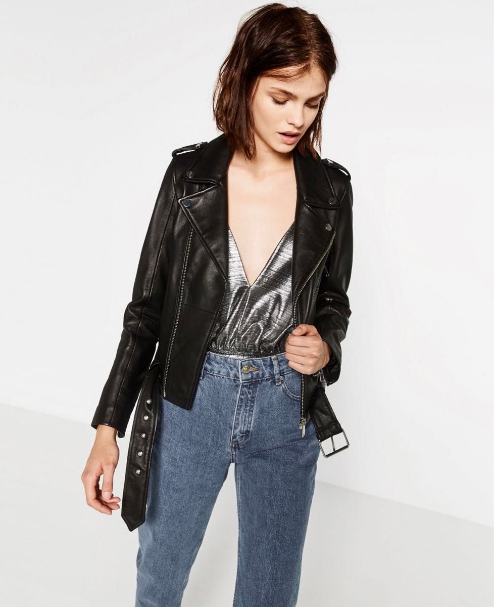 ZARA ザラ ベーシックレザージャケット ライダースブルゾン 黒 S ZARA ザラ ベーシックレザージャケット ライダースブルゾン 黒 S