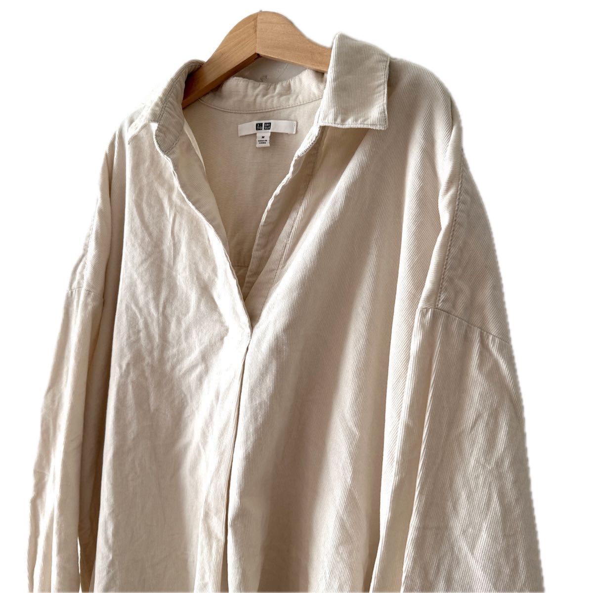 UNIQLO ユニクロ ウィメンズコーデュロイスキッパーシャツ（長袖）USED M オフホワイト