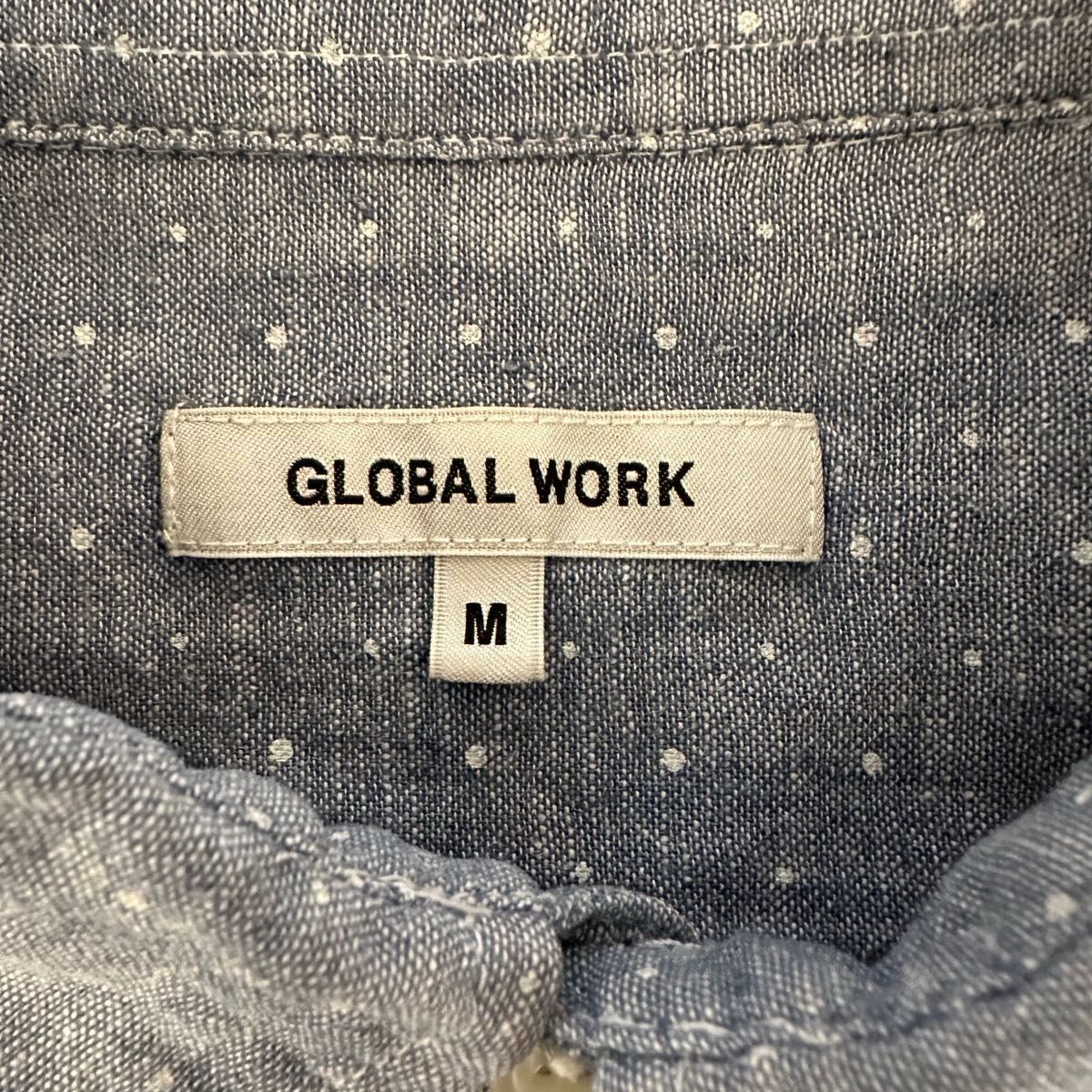 GLOBAL WORK 七分袖 麻混サマーメンズシャツ USED M