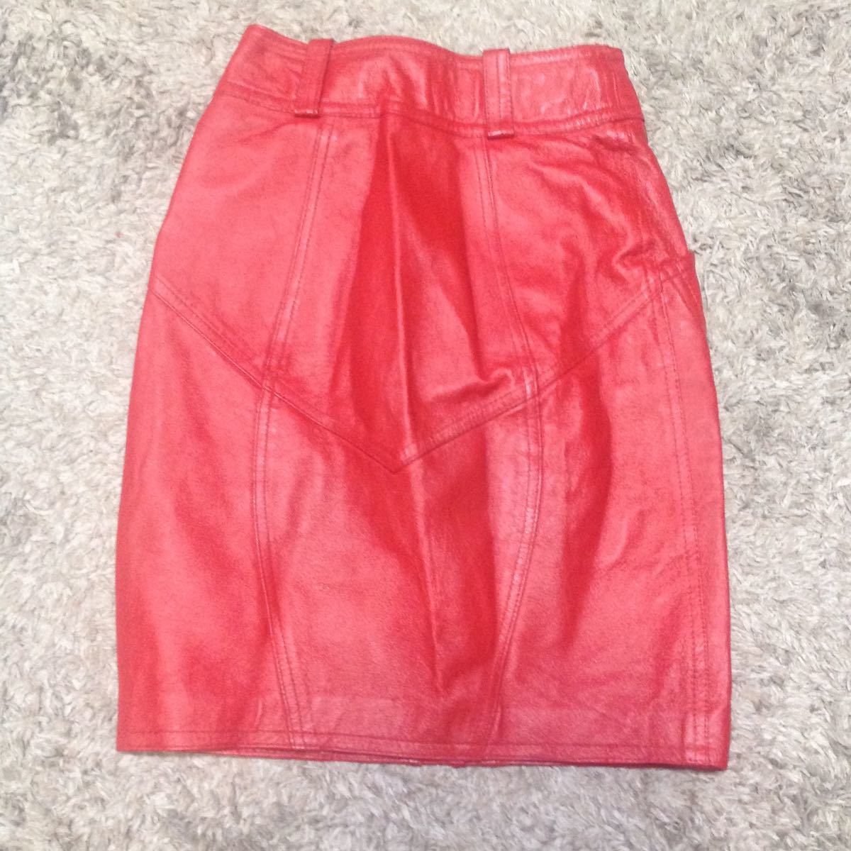  супер стоимость лот меньше размер Lady\'skaunapa кожа узкая юбка 7 размер красный used очень красивый товар 