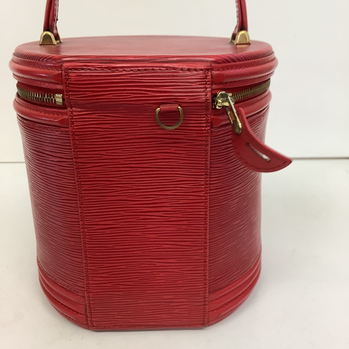 ◯営HM024-A5T60【埼玉発】LOUIS VUITTON カンヌ バニティバッグ エピ カスティリアンレッド 高さ約20cm 横約20cm 持ち手高さ約9cm 現状品_画像4