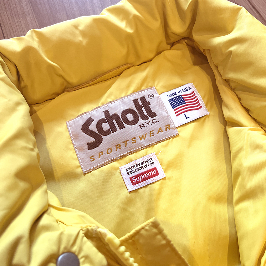 Supreme Schott Down Leather Vest Puffy Jacket シュプリーム レザー ダウン ジャケット L_画像6