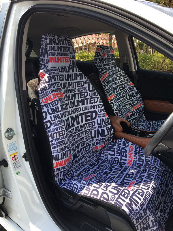 UNLIMITED アンリミテッド ネオプレーン素材の車の前部座席用シートカバー ロゴ柄 ULC5530-UL の画像2