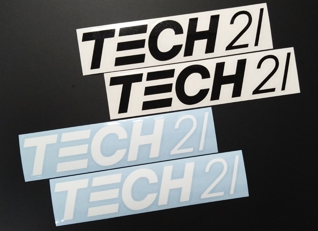 TECH21 テック21 カッティングステッカー 4枚セット（ブラック2枚 ホワイト2枚） 150mm×32mm 切り文字 レトロ_画像1