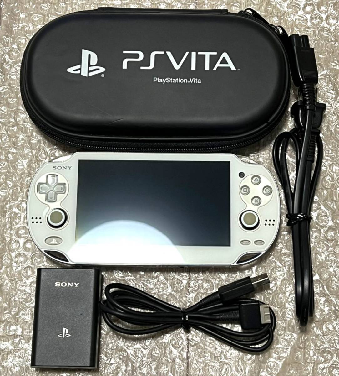 美品・動作確認済み〉PS vita PCH -1000 クリスタルホワイト本体＋専用