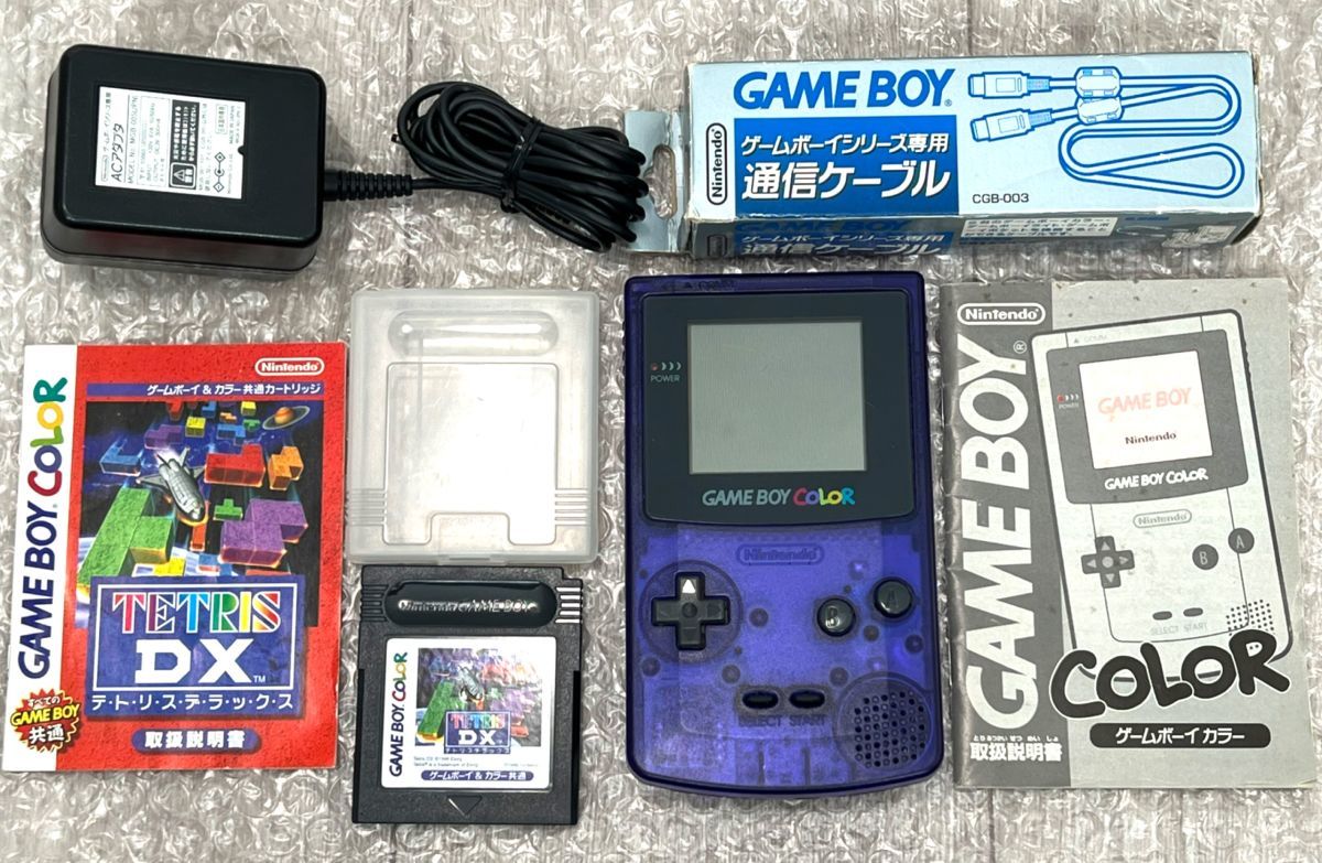 〈良品・動作確認済〉GBC ゲームボーイカラー 本体 トイザラス限定 ミッドナイトブルー CGB-001＋通信ケーブル＋テトリスDX GAMEBOY COLOR_画像1